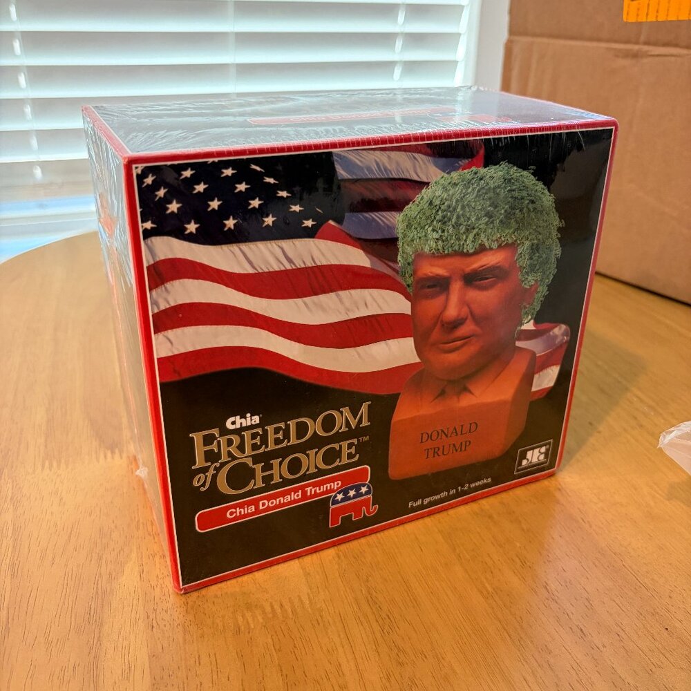 Chia Pet President Donald Trump Freedom of Choice Pottery Planter. NIB. Plastic